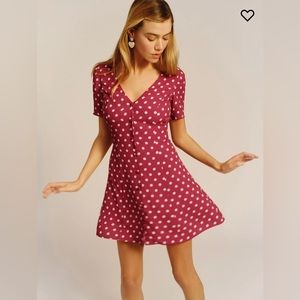 Reformation Pink Polka Dot Mini Dress